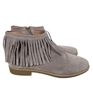 Kate Spade Betsie Suede Fringe Ankle Boots 10.5 M Gray Boho Folk Western Used